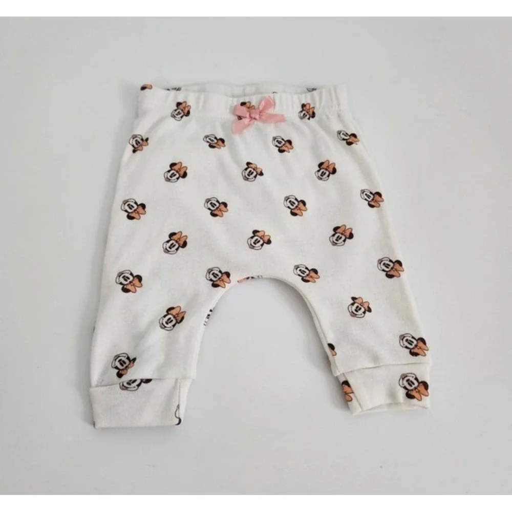 Disney Baby Minnie Mouse 4pc Set Bodysuits Pants 6-9M‎ Red Leopard NWT & EUC